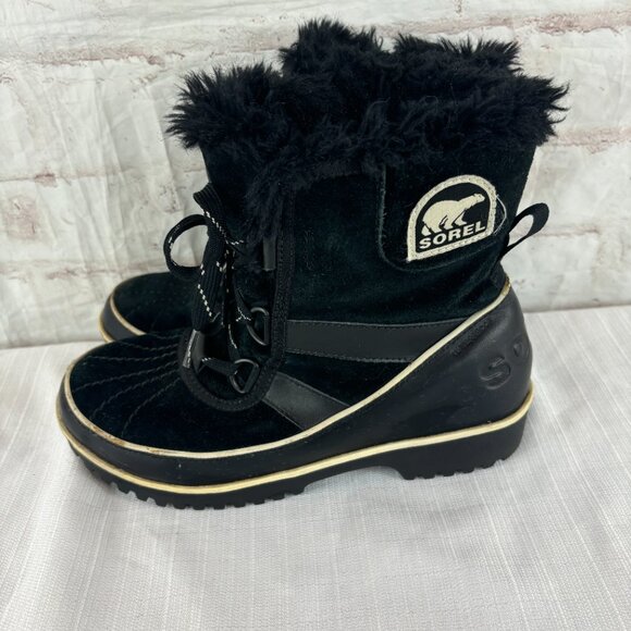 Sorel Women's 6.5 Tivoli II Black Suede Waterproof Lace-up Winter Snow Boots - Picture 10 of 15